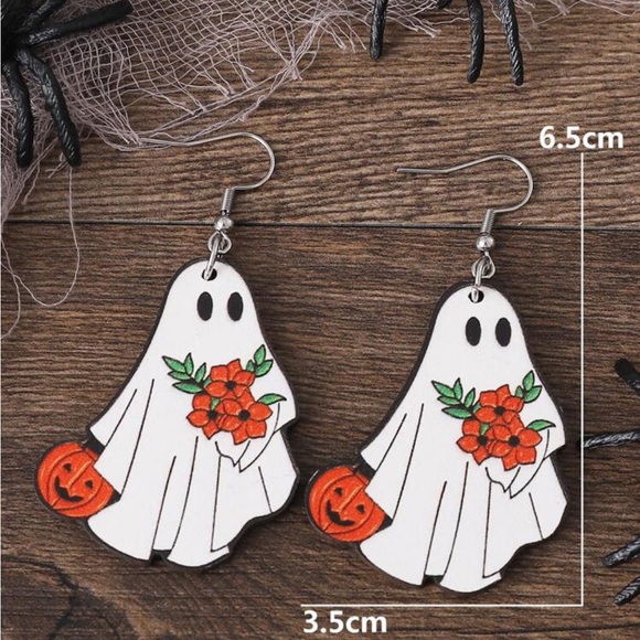 NWT Pumpkin Ghost Earrings - Adorable Spooky Fall Earrings - Picture 3 of 5